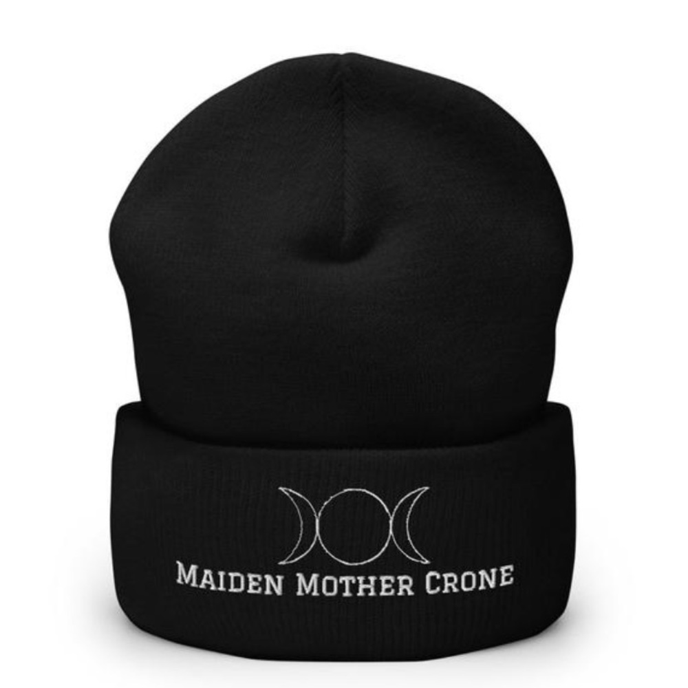 Triple Goddess Embroidered Cuffed Beanie